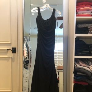 White House Black Market Crystal Accent Drape Front Evening Gown Black Size 0